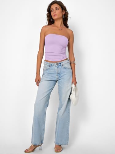 Trendy Queen Womens Strapless Tube Tops Basic Backless Sleeveless Bandeau Going Out Crop Tops Cute 2025 Summer Clothes