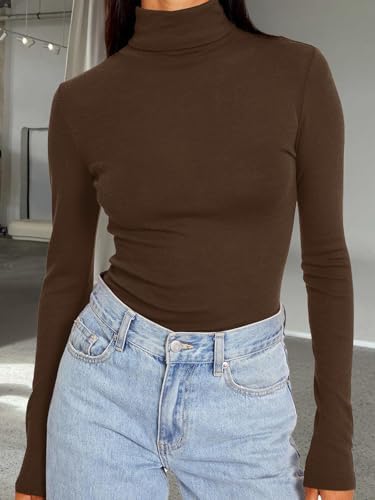 Trendy Queen Women's Turtleneck Long Sleeve Shirts Fall Fashion Basic Thermal Underwear Tops Winter Clothes 2025