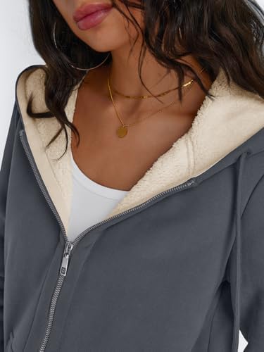 Trendy Queen Zip Up Hoodies for Women Fleece Lined Jackets Winter Coats Long Sleeve Sweatshirts Pullover Fall Clothes