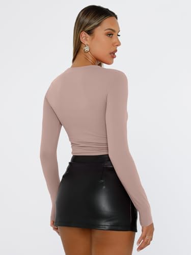 Trendy Queen Womens Long Sleeve T Shirts Fall Fashion 2025 Basic Crop Tops Going Out Outfits Y2k Clothes