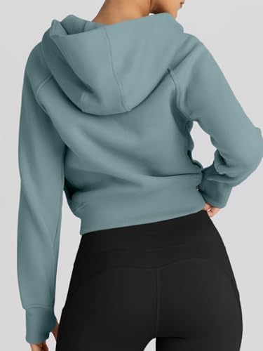 Trendy Queen Womens Zip Up Hoodies Jackets Cropped Sweatshirts Fleece Fall Outfits Casual Comfy Y2k Tops Winter Clothes 2025