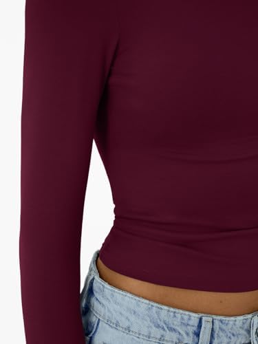 Trendy Queen Womens Long Sleeve T-Shirts Basic Crop Tops 2025 Fall Fashion Outfits Going Out Winter Clothes