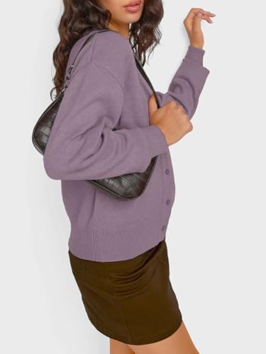 Trendy Queen Cropped Cardigan Sweaters for Women Lightweight Crop Knit Y2k Fall Outfits Fashion Clothes 2025