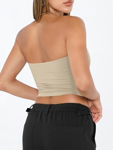 Trendy Queen Womens Tube Tops Strapless Crop Tops Basic Backless Sleeveless Bandeau Going Out Cute 2025 Summer Outfits