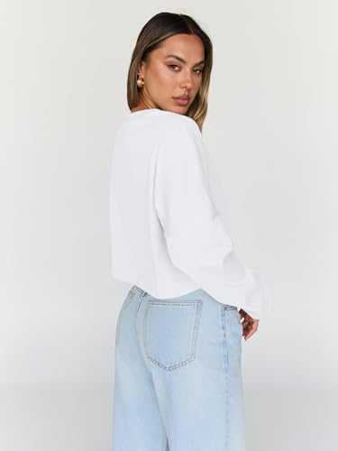 Trendy Queen Cropped Sweatshirts for Women Oversized Crewneck Sweaters Long Sleeve Tops Fall Winter Clothes 2025