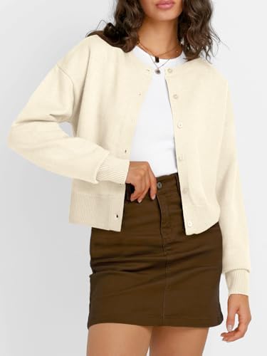 Trendy Queen Cropped Cardigan Sweaters for Women Lightweight Crop Knit Y2k Fall Outfits Fashion Clothes 2025