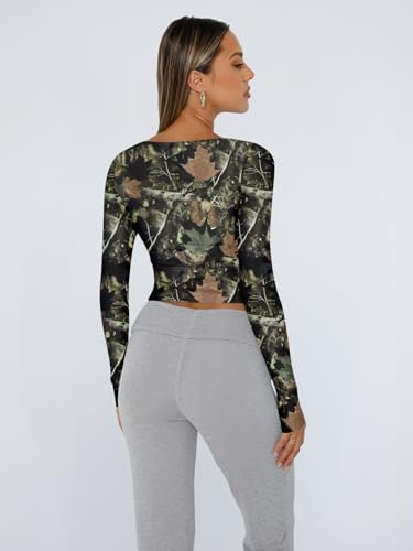 Trendy Queen Womens Long Sleeve Shirts Crop Tops Fall Fashion 2025 Square Neck Going Out Basics Tees Y2k Clothes