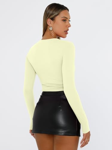 Trendy Queen Womens Long Sleeve T Shirts Fall Fashion 2025 Basic Crop Tops Going Out Outfits Y2k Clothes