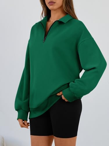Trendy Queen Womens Oversized Sweatshirts Fall Sweaters Fashion Hoodies Half Zip Pullover Long Sleeve Shirts Clothes