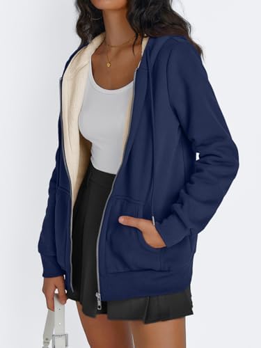 Trendy Queen Zip Up Hoodies for Women Fleece Lined Jackets Winter Coats Long Sleeve Sweatshirts Pullover Fall Clothes