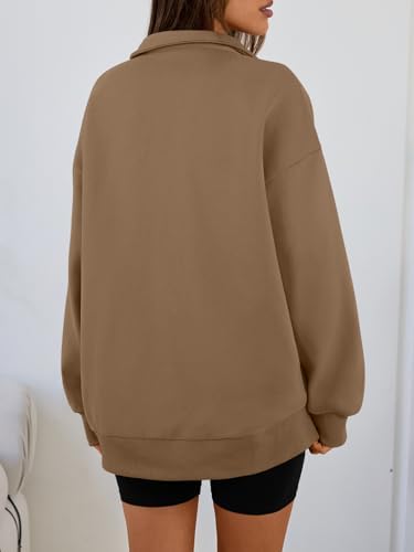 Trendy Queen Womens Oversized Sweatshirts Fall Sweaters Fashion Hoodies Half Zip Pullover Long Sleeve Shirts Clothes