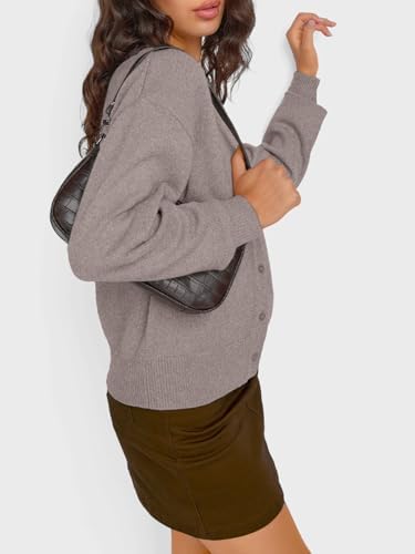 Trendy Queen Cropped Cardigan Sweaters for Women Lightweight Crop Knit Y2k Fall Outfits Fashion Clothes 2025