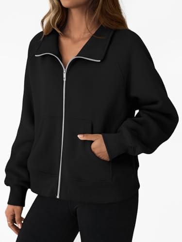 Trendy Queen Womens Sweatshirts Zip Up Hoodies Cropped Crewneck Pullover Casual Jackets Y2k Clothes Fall Fashion Outfits 2025