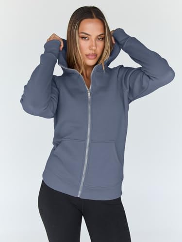 Trendy Queen Womens Zip Up Hoodies Fleece Jackets Oversized Sweatshirts Fall Fashion Outfits Sweaters Winter Clothes