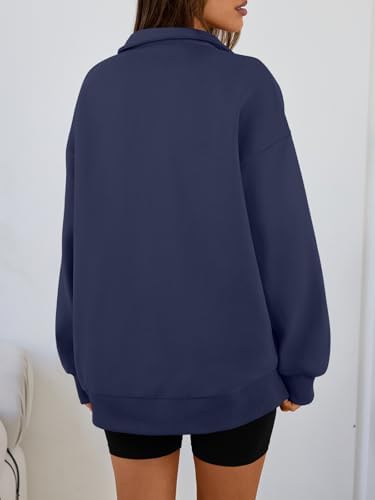 Trendy Queen Womens Oversized Sweatshirts Fall Sweaters Fashion Hoodies Half Zip Pullover Long Sleeve Shirts Clothes