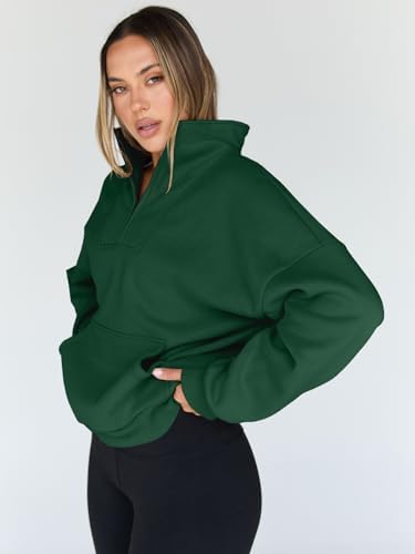 Trendy Queen Womens Sweatshirts Quarter Half Zip Pullover Oversized Hoodies Fall Fashion 2025 Winter Fleece Jackets Sweaters