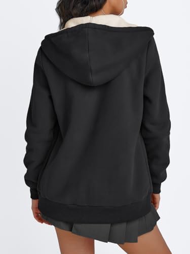 Trendy Queen Zip Up Hoodies for Women Fleece Lined Jackets Winter Coats Long Sleeve Sweatshirts Pullover Fall Clothes