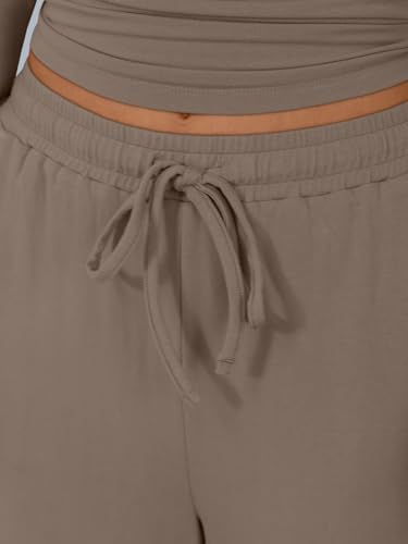 Trendy Queen Women's 2 Piece Matching Lounge Sets Long Sleeve Henley Neck Slightly Crop Top Wide Leg Pants Casual Sweat Suit