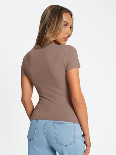 Trendy Queen Womens Basic T Shirts Summer Tops 2025 Crop Short Sleeve Slim Fit Tee Cute Gym Workout Clothes