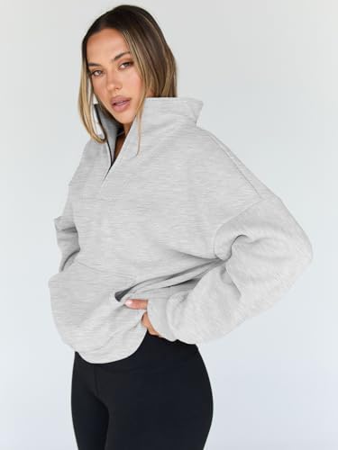Trendy Queen Womens Sweatshirts Quarter Half Zip Pullover Oversized Hoodies Fall Fashion 2025 Winter Fleece Jackets Sweaters