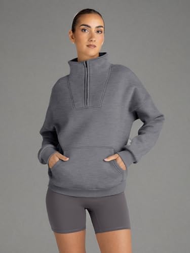 Trendy Queen Womens Sweatshirts Quarter Half Zip Pullover Oversized Hoodies Fall Fashion 2025 Winter Fleece Jackets Sweaters