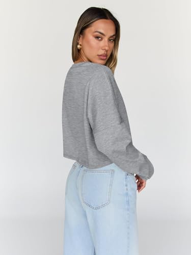 Trendy Queen Cropped Sweatshirts for Women Oversized Crewneck Sweaters Long Sleeve Tops Fall Winter Clothes 2025