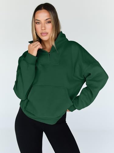 Trendy Queen Womens Sweatshirts Quarter Half Zip Pullover Oversized Hoodies Fall Fashion 2025 Winter Fleece Jackets Sweaters