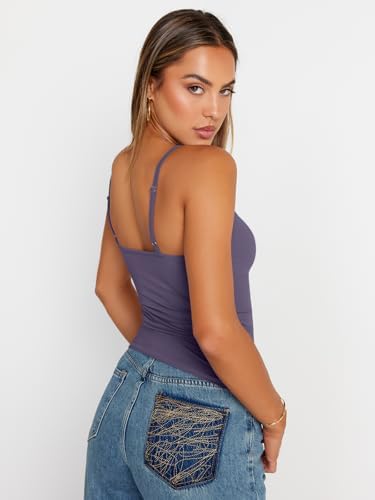 Trendy Queen Womens Adjustable Camisole Sleeveless Square Neck Spaghetti Strap Tank Tops Basic Shirt