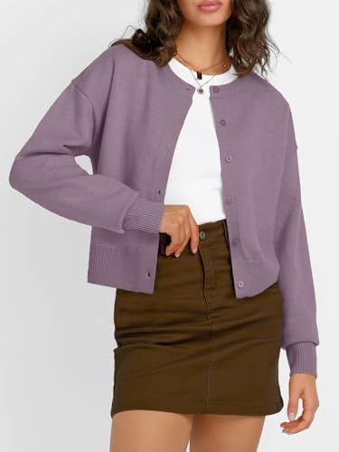 Trendy Queen Cropped Cardigan Sweaters for Women Lightweight Crop Knit Y2k Fall Outfits Fashion Clothes 2025