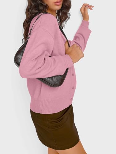 Trendy Queen Cropped Cardigan Sweaters for Women Lightweight Crop Knit Y2k Fall Outfits Fashion Clothes 2025