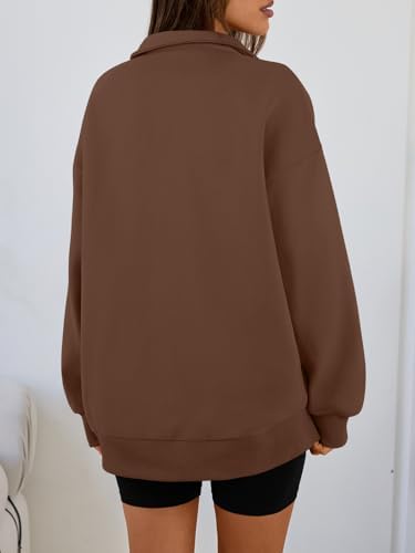 Trendy Queen Womens Oversized Sweatshirts Fall Sweaters Fashion Hoodies Half Zip Pullover Long Sleeve Shirts Clothes