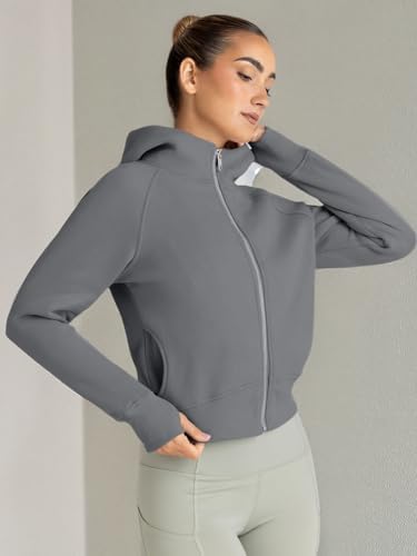 Trendy Queen Womens Zip Up Hoodies Jackets Cropped Sweatshirts Fleece Fall Outfits Casual Comfy Y2k Tops Winter Clothes 2025