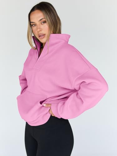 Trendy Queen Womens Sweatshirts Quarter Half Zip Pullover Oversized Hoodies Fall Fashion 2025 Winter Fleece Jackets Sweaters