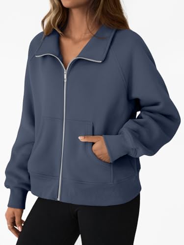 Trendy Queen Womens Sweatshirts Zip Up Hoodies Cropped Crewneck Pullover Casual Jackets Y2k Clothes Fall Fashion Outfits 2025