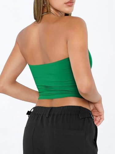 Trendy Queen Womens Tube Tops Strapless Crop Tops Basic Backless Sleeveless Bandeau Going Out Cute 2025 Summer Outfits