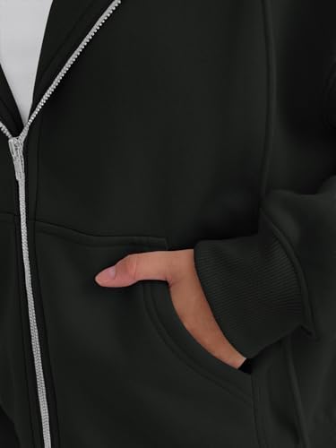 Trendy Queen Zip Up Hoodies For Women Cropped Sweatshirts Fall Fashion Outfits 2025 Y2k Fleece Teen Girls Clothes