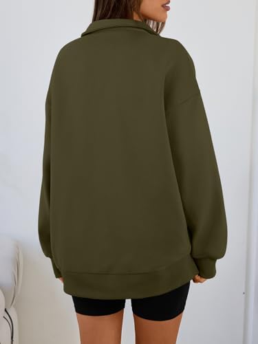 Trendy Queen Womens Oversized Sweatshirts Fall Sweaters Fashion Hoodies Half Zip Pullover Long Sleeve Shirts Clothes
