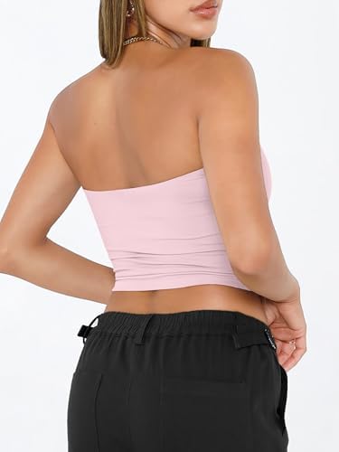 Trendy Queen Womens Tube Tops Strapless Crop Tops Basic Backless Sleeveless Bandeau Going Out Cute 2025 Summer Outfits