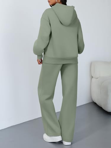 Trendy Queen 2 Piece Lounge Sweat Sets Plus Size Fall Fashion Matching Sweatsuits Wide Leg Pants Travel Outfit Winter Clothes