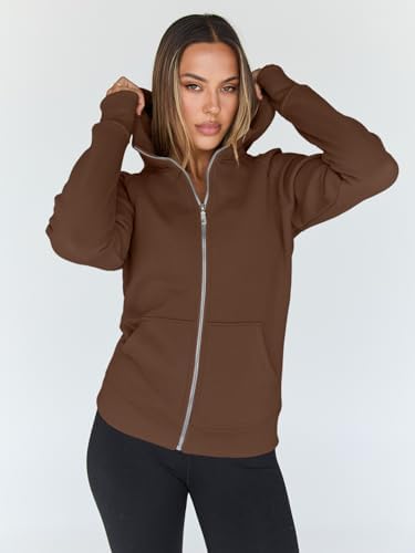 Trendy Queen Womens Zip Up Hoodies Fleece Jackets Oversized Sweatshirts Fall Fashion Outfits Sweaters Winter Clothes