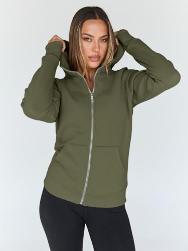 Trendy Queen Womens Zip Up Hoodies Fleece Jackets Oversized Sweatshirts Fall Fashion Outfits Sweaters Winter Clothes