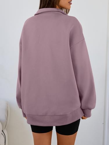Trendy Queen Womens Oversized Sweatshirts Fall Sweaters Fashion Hoodies Half Zip Pullover Long Sleeve Shirts Clothes