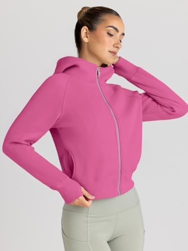 Trendy Queen Womens Zip Up Hoodies Jackets Cropped Sweatshirts Fleece Fall Outfits Casual Comfy Y2k Tops Winter Clothes 2025