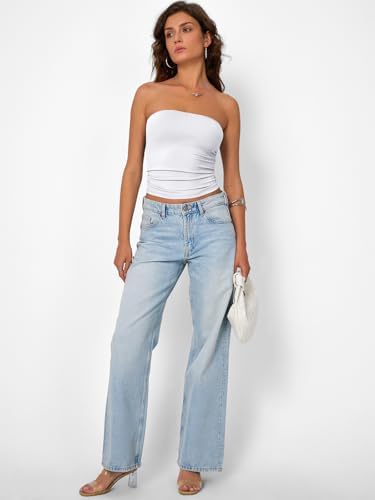 Trendy Queen Womens Strapless Tube Tops Basic Backless Sleeveless Bandeau Going Out Crop Tops Cute 2025 Summer Clothes