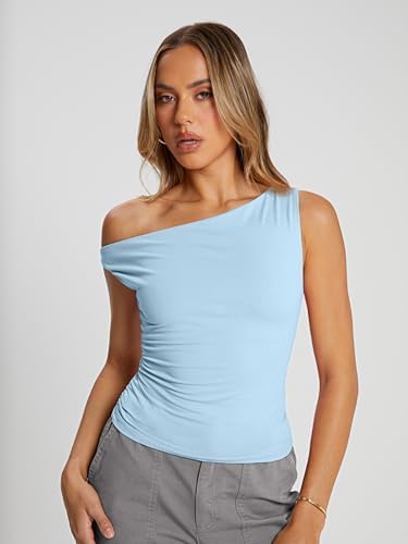 Trendy Queen Womens Summer Off The Shoulder Tops Going Out T Shirts Crop Tank Top Fashion Clothes Spring Outfits 2025