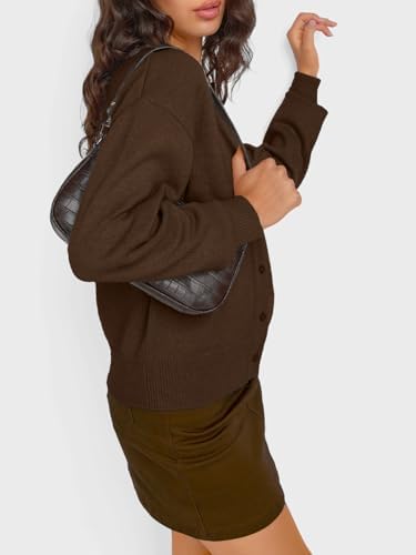 Trendy Queen Cropped Cardigan Sweaters for Women Lightweight Crop Knit Y2k Fall Outfits Fashion Clothes 2025