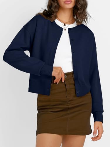 Trendy Queen Cropped Cardigan Sweaters for Women Lightweight Crop Knit Y2k Fall Outfits Fashion Clothes 2025