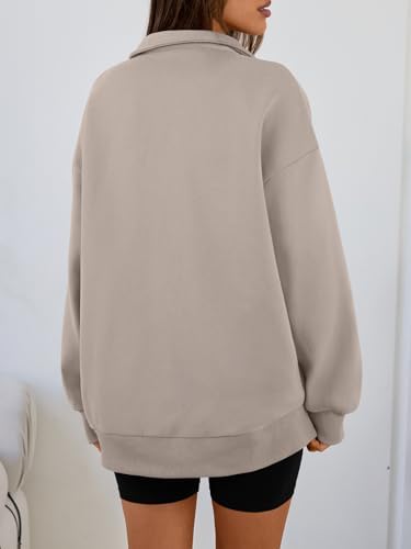 Trendy Queen Womens Oversized Sweatshirts Fall Sweaters Fashion Hoodies Half Zip Pullover Long Sleeve Shirts Clothes