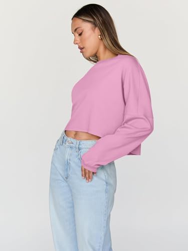 Trendy Queen Cropped Sweatshirts for Women Oversized Crewneck Sweaters Long Sleeve Tops Fall Winter Clothes 2025