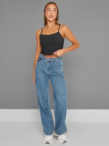 Trendy Queen Womens Adjustable Camisole Sleeveless Square Neck Spaghetti Strap Tank Tops Basic Shirt